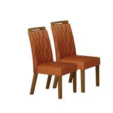 Kit 02 Cadeira Sala de Jantar Atenas Premium MDF Moveis Leifer Freijó, Joli Terracota