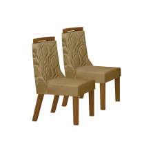 Kit 02 Cadeiras Sala de Jantar Agata Madeira Moveis Leifer Freijó, Joli Gold