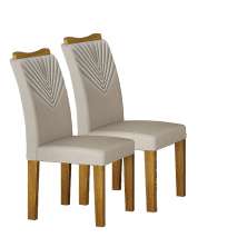 Kit 02 Cadeiras Sala de Jantar Clara Madeira Moveis Leifer Freijó, Joli Palha