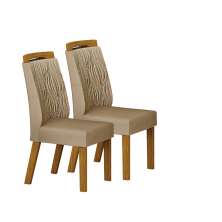 Kit 02 Cadeiras Sala de Jantar Ilheus MDF Moveis Leifer Freijó, Joli Gold
