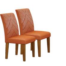 Kit 02 Cadeiras Sala de Jantar Lavinia MDF Moveis Leifer Freijó, Joli Terracota