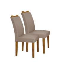 Kit 02 Cadeiras Sala de Jantar Pampulha New MDF Moveis Leifer Freijó, Veludo Camurça