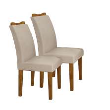 Kit 02 Cadeiras Sala de Jantar Pampulha New MDF Moveis Leifer Freijó, Veludo Palha