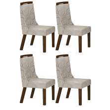 Kit 04 Cadeiras Sala de Jantar Agata MDF Leifer Moveis Braúna, Joli Palha