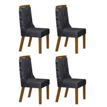 Kit 04 Cadeiras Sala de Jantar Agata MDF Leifer Moveis Freijó, Joli Chumbo