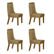 Kit 04 Cadeiras Sala de Jantar Agata MDF Leifer Moveis Freijó, Joli Gold
