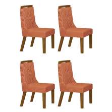 Kit 04 Cadeiras Sala de Jantar Agata MDF Leifer Moveis Freijó, Joli Terracota
