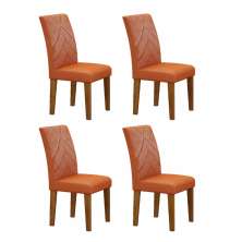 Kit 04 Cadeiras Sala de Jantar Lavinia MDF Moveis Leifer Freijó, Joli Terracota