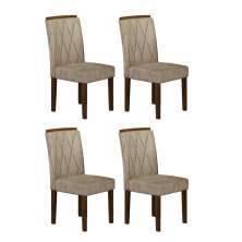 Kit 04 Cadeiras Sala de Jantar Lorena MDF Moveis Leifer Braúna, Pena Caramelho