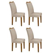 Kit 04 Cadeiras Sala de Jantar Pampulha New Madeira Moveis Leifer Freijó, Veludo Camurça