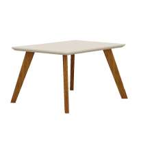 Mesa 1,20m para 04 Cadeiras Lavinia New Leifer Moveis CADEIRAS NÃO INCLUSAS Freijó/Off White, Reto com vidro
