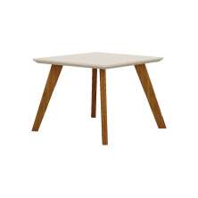 Mesa 90cm para 04 Cadeiras Lavinia New Leifer Moveis CADEIRAS NÃO INCLUSAS Freijó/Off White, Reto com vidro