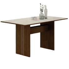 Mesa de Jantar 1,60m para 6 Cadeiras Florença New Leifer Moveis CADEIRAS NÃO INCLUSAS Braúna/Off White