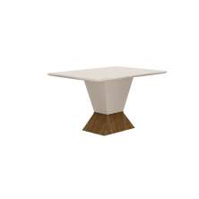Mesa de Jantar 4 Lugares 1,20m Tampo Copo MDF/Vidro Larissa Moveis Leifer CADEIRAS NÃO INCLUSAS Braúna/Off White, Copo com vidro