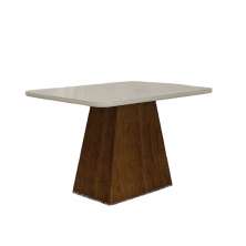 Mesa de Jantar Slim Retangular Tampo Copo MDF/Vidro 180cm Pampulha New Moveis Leifer CADEIRAS NÃO INCLUSAS Braúna/Off White, Copo com vidro