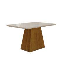 Mesa de Jantar Slim Retangular Tampo Copo MDF/Vidro 180cm Pampulha New Moveis Leifer CADEIRAS NÃO INCLUSAS Freijó/Off White, Copo com vidro