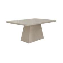 Mesa de Jantar Slim Retangular Tampo Copo MDF/Vidro 180cm Pampulha New Moveis Leifer CADEIRAS NÃO INCLUSAS Off White, Copo com vidro