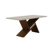Mesa de Jantar Tampo Copo MDF/Vidro 1,80 Agata Leifer Moveis CADEIRAS NÃO INCLUSAS Braúna/Off White, Copo com vidro