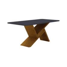Mesa de Jantar Tampo Copo MDF/Vidro 1,80 Agata Leifer Moveis CADEIRAS NÃO INCLUSAS Freijó/Chumbo, Copo com vidro