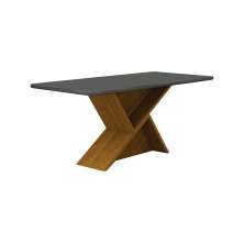 Mesa de Jantar Tampo Copo MDF/Vidro 6 Lugares 1,80m Perola Leifer CADEIRAS NÃO INCLUSAS Freijó/Chumbo, Copo com vidro