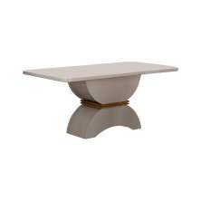 Mesa para 04 Cadeiras Atenas Tampo Copo MDF/Vidro 1,20m Leifer Moveis Off White/Freijó/Off White, Copo com vidro