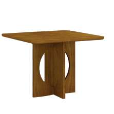 Mesa para 04 Cadeiras Tampo Vidro/MDF 90cm Lorena Leifer Moveis CADEIRAS NÃO INCLUSAS Freijó