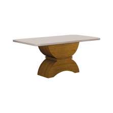 Mesa para 06 Cadeiras Atenas Tampo Copo MDF/Vidro 1,80m Leifer Moveis CADEIRAS NÃO INCLUSAS Freijó/Off White, Copo com vidro