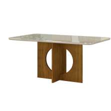 Mesa para 06 Cadeiras Tampo Copo Vidro/MDF 160cm Lorena Leifer Moveis CADEIRAS NÃO INCLUSAS Freijó/Off White, Copo com vidro