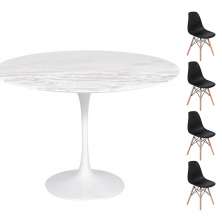 Conjunto Mesa Saarinen Redonda Espirito Santo 107cm + 4 Cadeiras Eames DSW - Preta