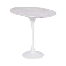 Mesa Saarinen Lateral Oval Carrara 57x38cm - Base Branca