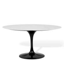 Mesa Saarinen Oval Carrara 198x122cm - Base Preta