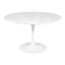 Mesa Saarinen Redonda Carrara 137cm - Base Branca