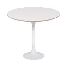 Mesa Saarinen Tulip Lateral Formica Branca 51cm Base Branca
