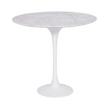 Mesa Saarinen Tulip Lateral Oval Carrara 57x38cm Base Branca