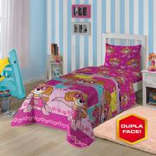 Edredom Dupla Face Microfibra Patrulha Canina menina Com 1 peça Lepper
