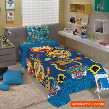 Jogo de Cama Solteiro com 2 Peças  Patrulha Canina Azul