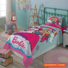 Jogo de Cama Solteiro com 2 Peças Barbie Reinos Mágicos Verde Água