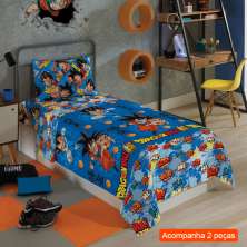 Jogo de Cama Solteiro com 2 Peças Dragon Ball Azul