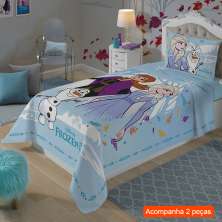 Jogo de Cama Solteiro com 2 Peças Frozen I Azul Claro