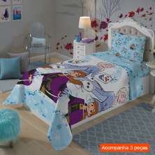 Jogo de Cama Solteiro com 3 Peças  Frozen II Azul Claro