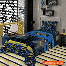 Jogo de Cama Solteiro com 3 Peças Batman II Azul