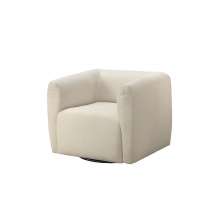 Poltrona Giratória decorativa para sala Linho Lindecor Prime Cor Marfim