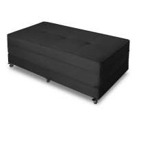 Puff Cama Casal Dobravel Com Rodízios Lindecor cor Preto