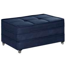 Puff Cama Solteiro Dobravel Com Rodízios Lindecor cor Azul