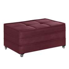 Puff Cama Solteiro Dobravel Com Rodízios Lindecor cor Bordo