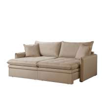 Sofa Cama Retratil Bau Linho1,98m Lindecor Versalhes cor Marfim