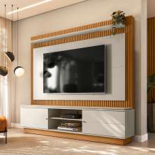 Estante para Home Theater e TV até 75 Polegadas Guararapes 2 PT Nature e Off White