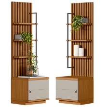 Kit 2 Módulos Laterais Complementares Painel Ripado Naturale/Off White