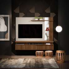 Painel para TV até 60 Polegadas Maragogi Freijó e Off White