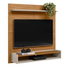 Painel para Tv até 50" Chanfrado com Nicho e Prateleira Cris Nature/Off White